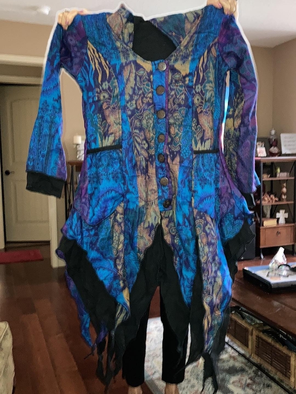 Blue & Purple Patchwork Women's Jacket - Handmade